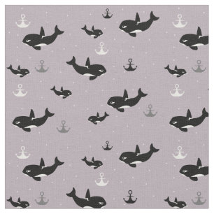 Orca Pattern - Cute Killer Whale Cartoon Pattern Fabric