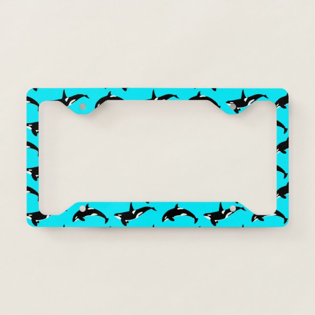 Orca Pattern: Cyan License Plate Frame (Front)