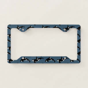 Orca Pattern: Dark Blue License Plate Frame