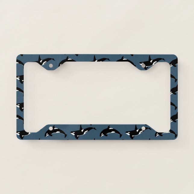 Orca Pattern: Dark Blue License Plate Frame (Front)