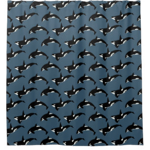 Orca Pattern: Dark Blue Shower Curtain