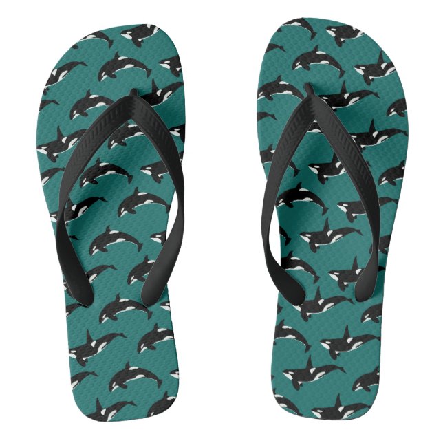 Orca Pattern: Green Flip Flops (Footbed)