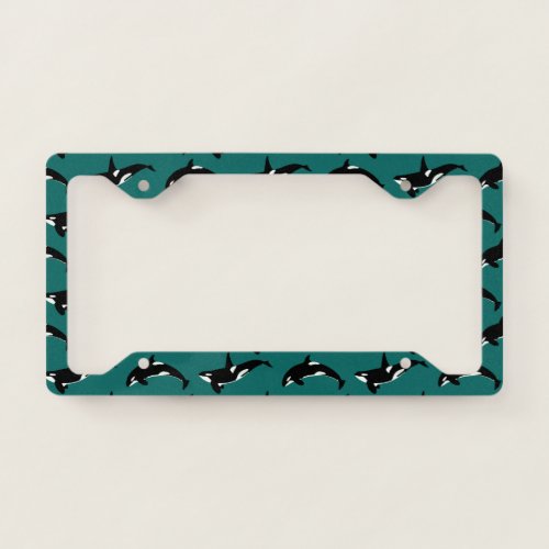 Orca Pattern Green License Plate Frame