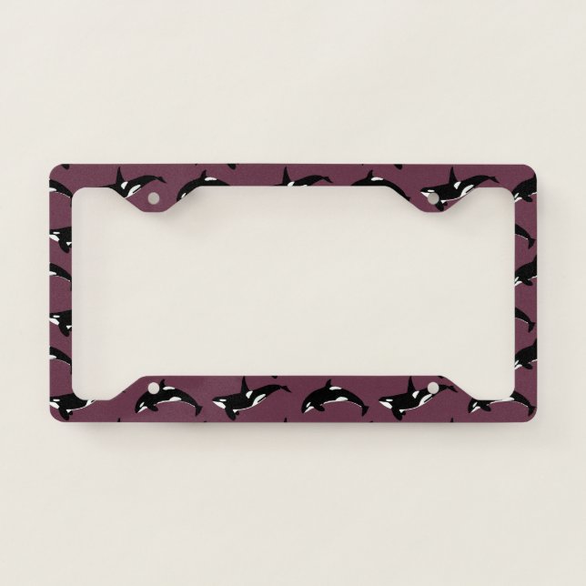 Orca Pattern: Mulberry License Plate Frame (Front)