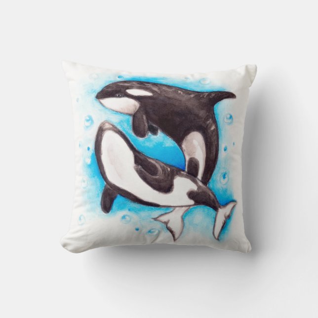 orca play throw pillow (Front)