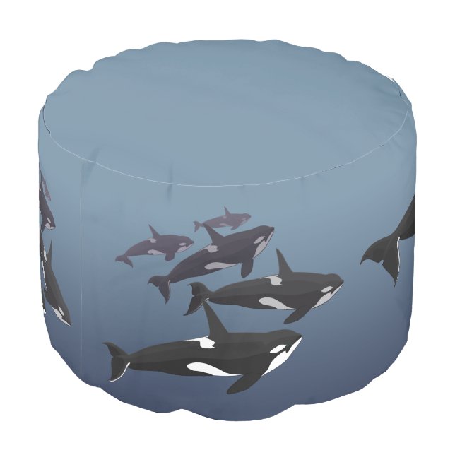 Orca Pouf Killer Whale Pillow Ottoman (Angled Back)