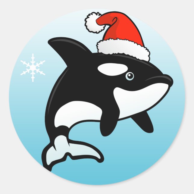 Orca Santa Classic Round Sticker (Front)