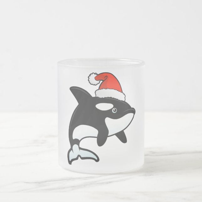 Orca Santa Frosted Glass Coffee Mug (Center)