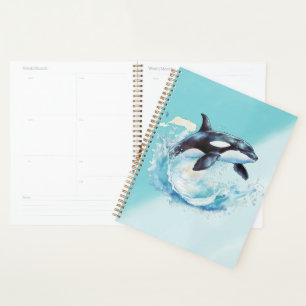Orca Splash Turquoise Ocean Wildlife Artwork Planner