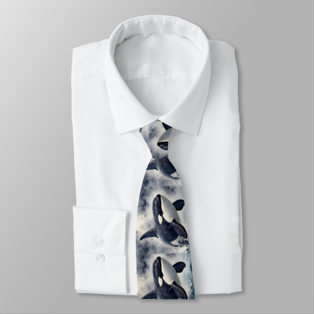 Orca Stormy waves Neck Tie (Tied)