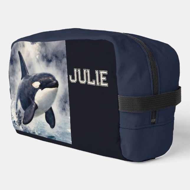  Orca Stormy waves, Personalized Dopp Kit (Left Corner)