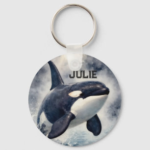 Orca Stormy waves, Personalized Keychain