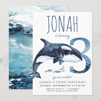 Orca Third Birthday Invitation