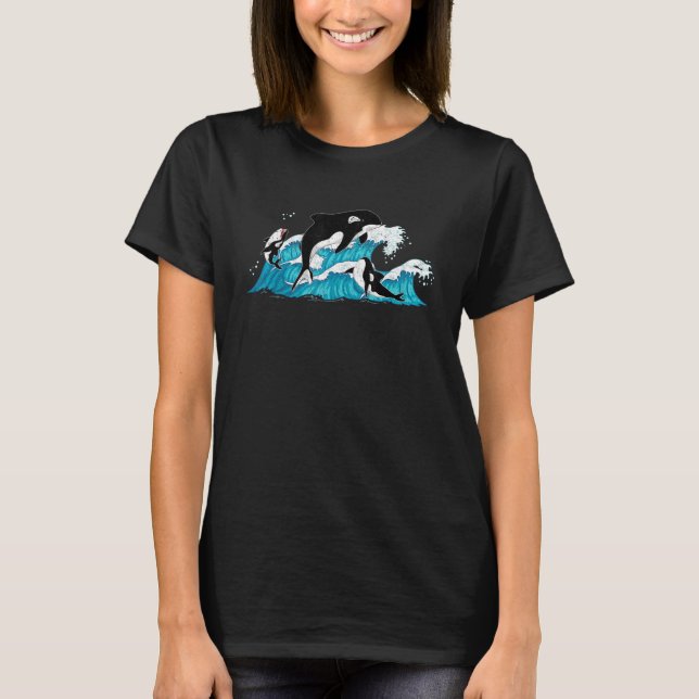 Orca   Waves Ocean Animal Killer Whale T-Shirt (Front)