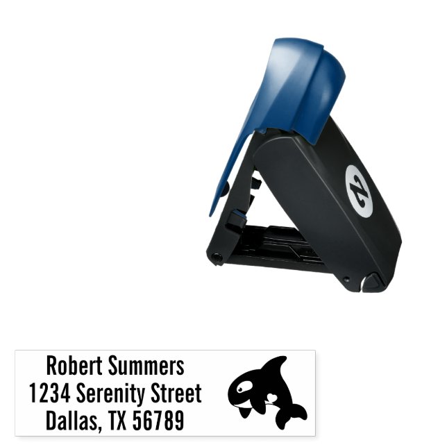 Orca Whale Address Pocket Stamp (Open with Design)