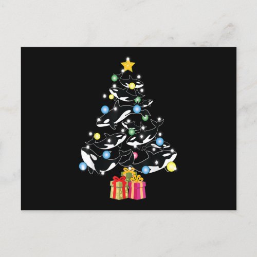 Orca Whale and Christmas Tree Orca Christmas Postcard