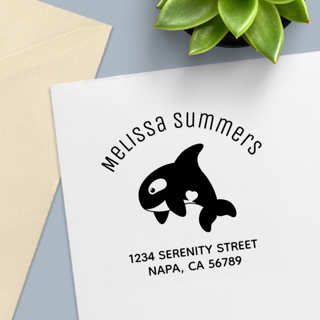 Orca Whale Arch Address Self-inking Stamp (Creator Uploaded)