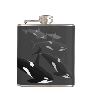 Orca Whale Art Flask Custom Orca Whale Drink Flask