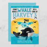 Orca Whale Birthday Party Invitation Invite