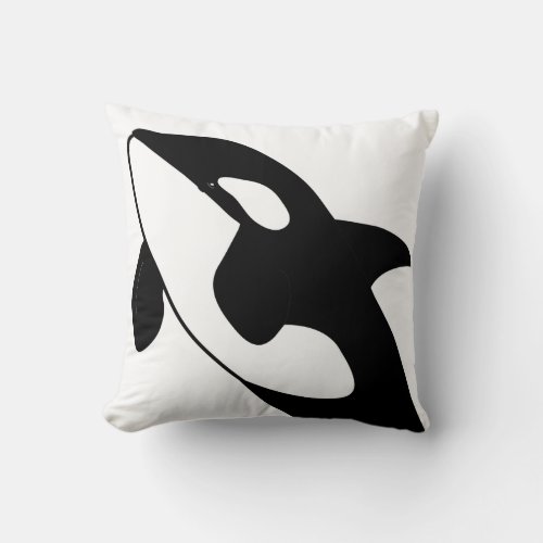 Orca Whale Black and White Square Pillow