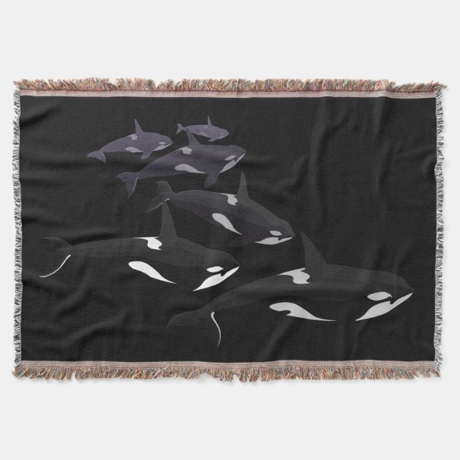 Orca Whale Blanket Killer Whale Art Throw Blankets (Front)