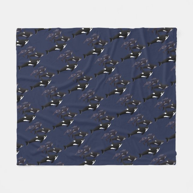 Orca Whale Blanket Killer Whale Fleece Blankets (Front (Horizontal))