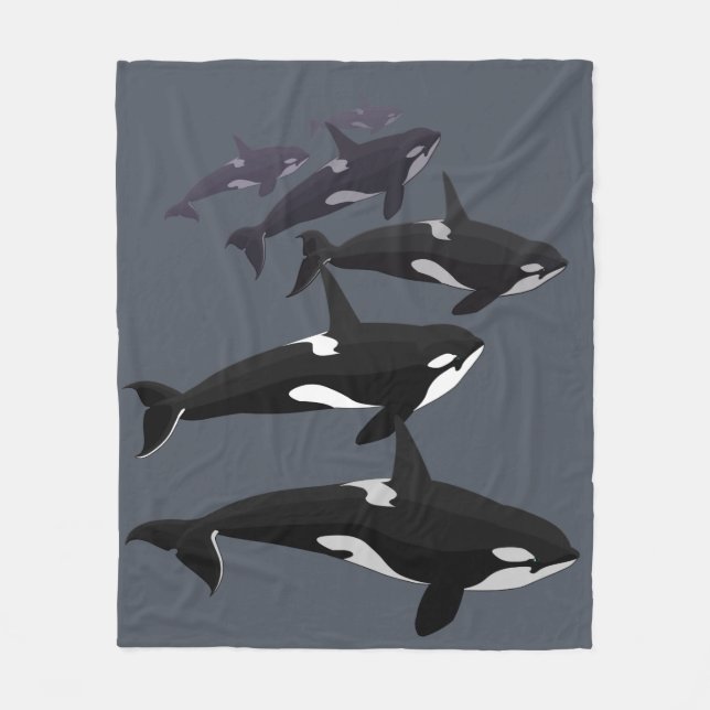 Orca Whale Blanket Killer Whale Fleece Blankets (Front)