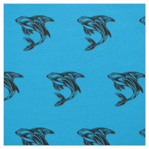 Orca Whale Blue Pattern Fabric