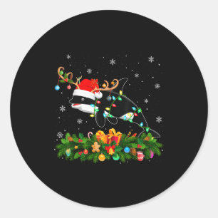 Orca Whale Christmas Lights Reindeer Santa Xmas Ad Classic Round Sticker