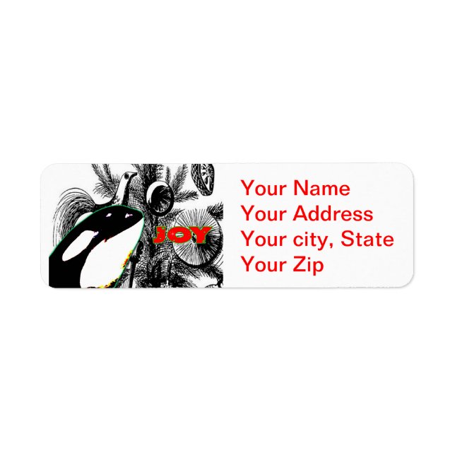Orca Whale Christmas Return Address Sticker (Front)