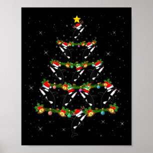 Orca Whale Christmas Tree Lights Santa Funny Sea A Poster