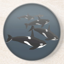 Multicolor 4 Angelstar 19534 Orca Whale Glass Coaster Set of 4 