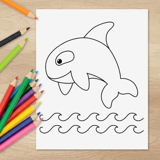 Orca Whale Coloring Page Rubber Stamp (Creator Uploaded)