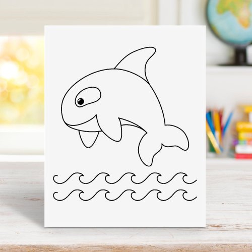 Orca Whale Coloring Page Rubber Stamp