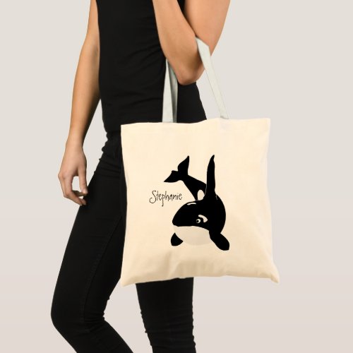 Orca Whale Design Personalised Tote Bag