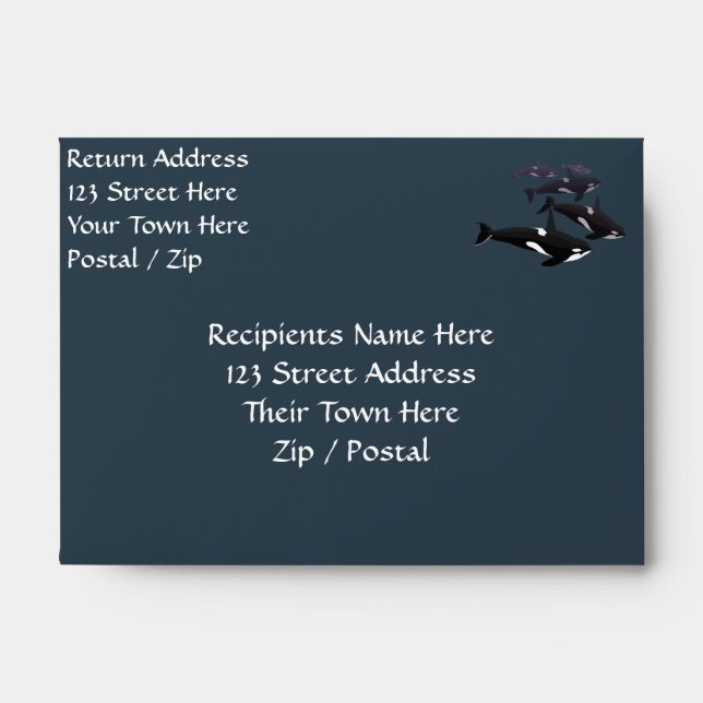 Orca Whale Envelopes Killer Whale Custom Envelope (Front)