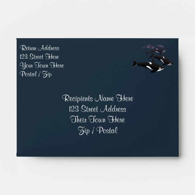 Orca Whale Envelopes Killer Whale Custom Envelope (Front)