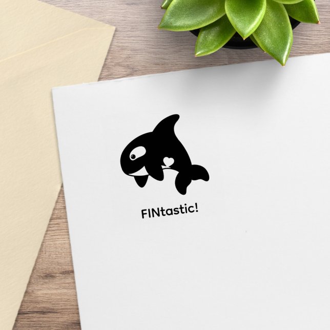 Orca Whale FINtastic (fantastic) 1x1 Rubber Stamp (Creator Uploaded)