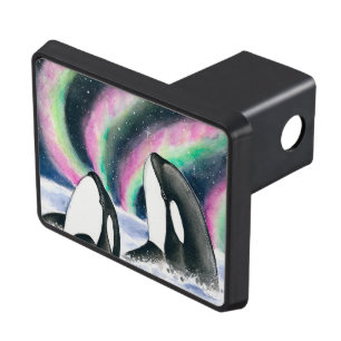 Orca Whale Galaxy Northern Lights Stars Watercolor Hitch Cover