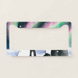 Orca Whale Galaxy Northern Lights Stars Watercolor License Plate Frame