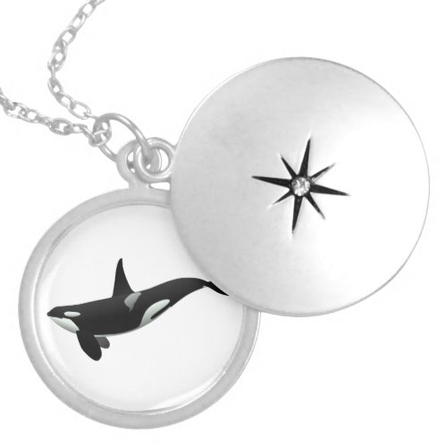 Orca whale illustration _ Choose background color Locket Necklace