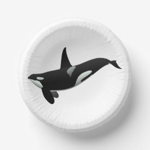Orca whale illustration - Choose background color Paper Bowls