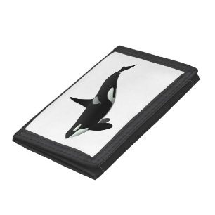 Orca whale illustration - Choose background color Trifold Wallet