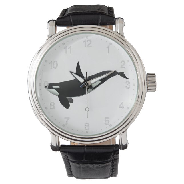 Orca whale illustration - Choose background color Watch (Front)