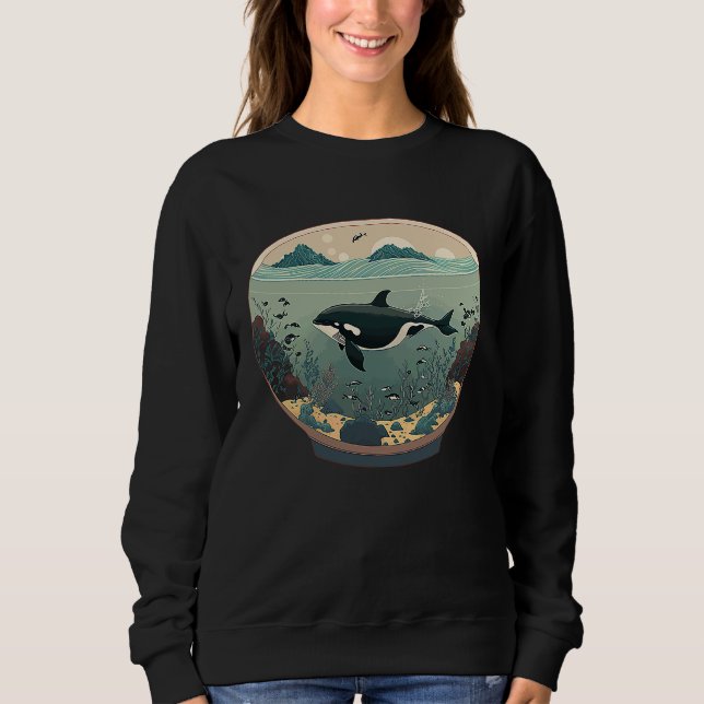 Orca Whale in Fish Bowl Orca in Aquarium Free The  Sweatshirt (Front)