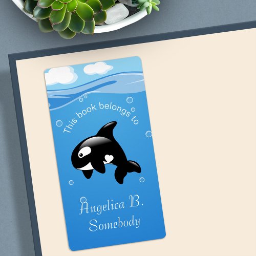 Orca Whale in Ocean Bookplate