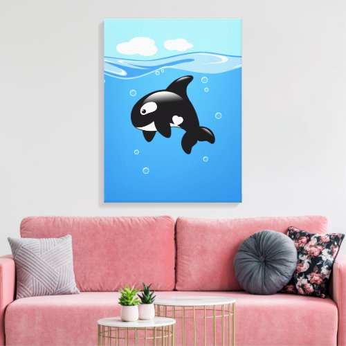 Orca Whale in Ocean Canvas Print