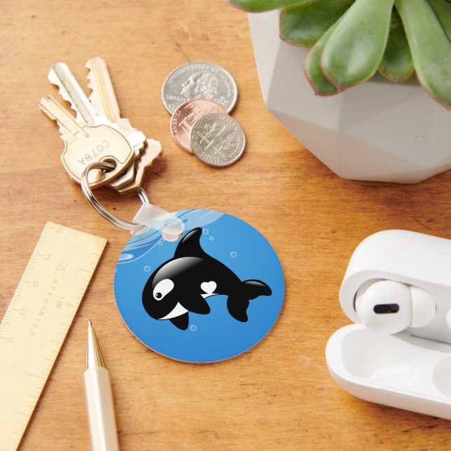 Orca Whale in Ocean Keychain (Desk)