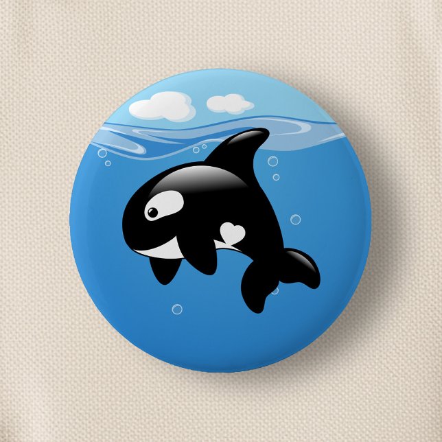 Orca Whale in Ocean Pinback Button (Creator Uploaded)