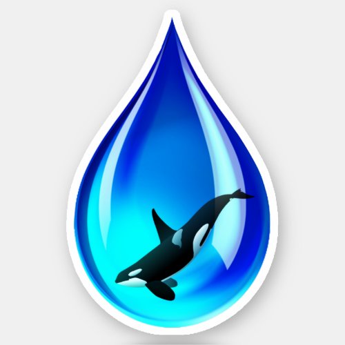 Orca Whale in Water Drop Sticker